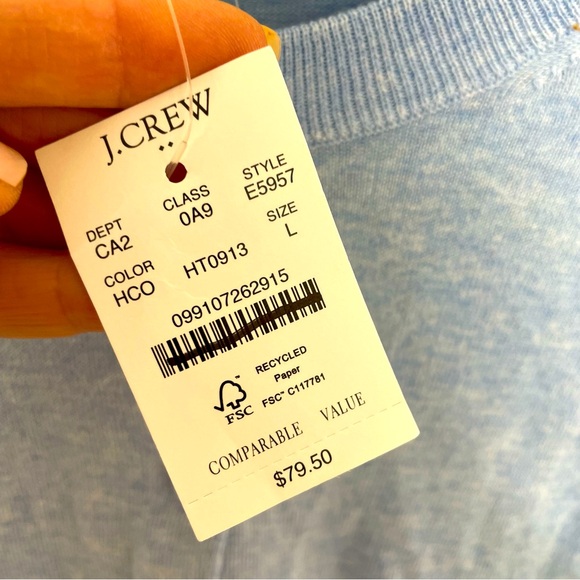 NEW J. Crew Factory Cornflower Blue Cotton Classic Cardigan Sweater Size Large - Picture 4 of 5